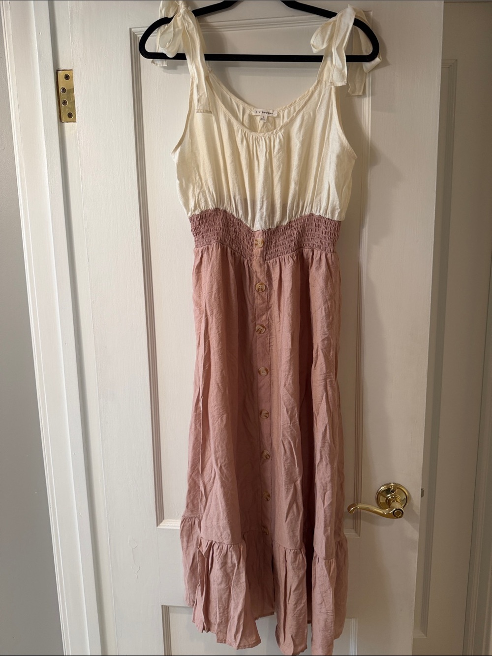 Blu Pepper Cream Peplum Neckline Blouse